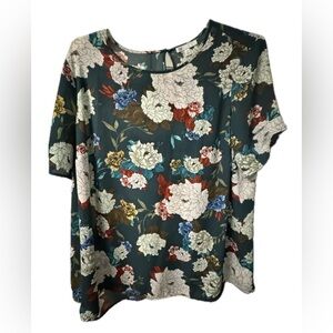 DR2 Green Flowy Short Sleeve Blouse